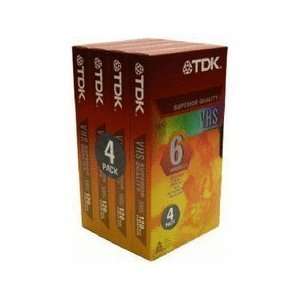  TDK Video, Std Grade VHS, 120 min, 4pk 4/PK Electronics