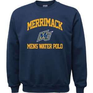  Merrimack Warriors Navy Mens Water Polo Arch Crewneck 