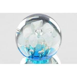   Blown Glass White Bubble Wave Paperweight NP 0827 