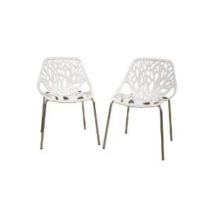  Birch Sapling White Plastic Accent / Dining Chair, Set of 