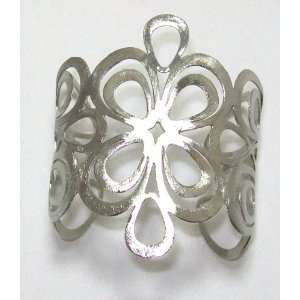   Brazil Rhodium Plated Teardrop Swirl Wide Cuff Bracelet Jewelry