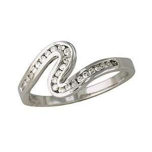  Diamond Wave Ring 14k White Gold Jewelry