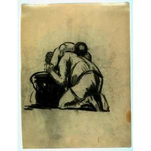   Oil Reproduction   George Benjamin Luks   32 x 42 inches   Wrestlers